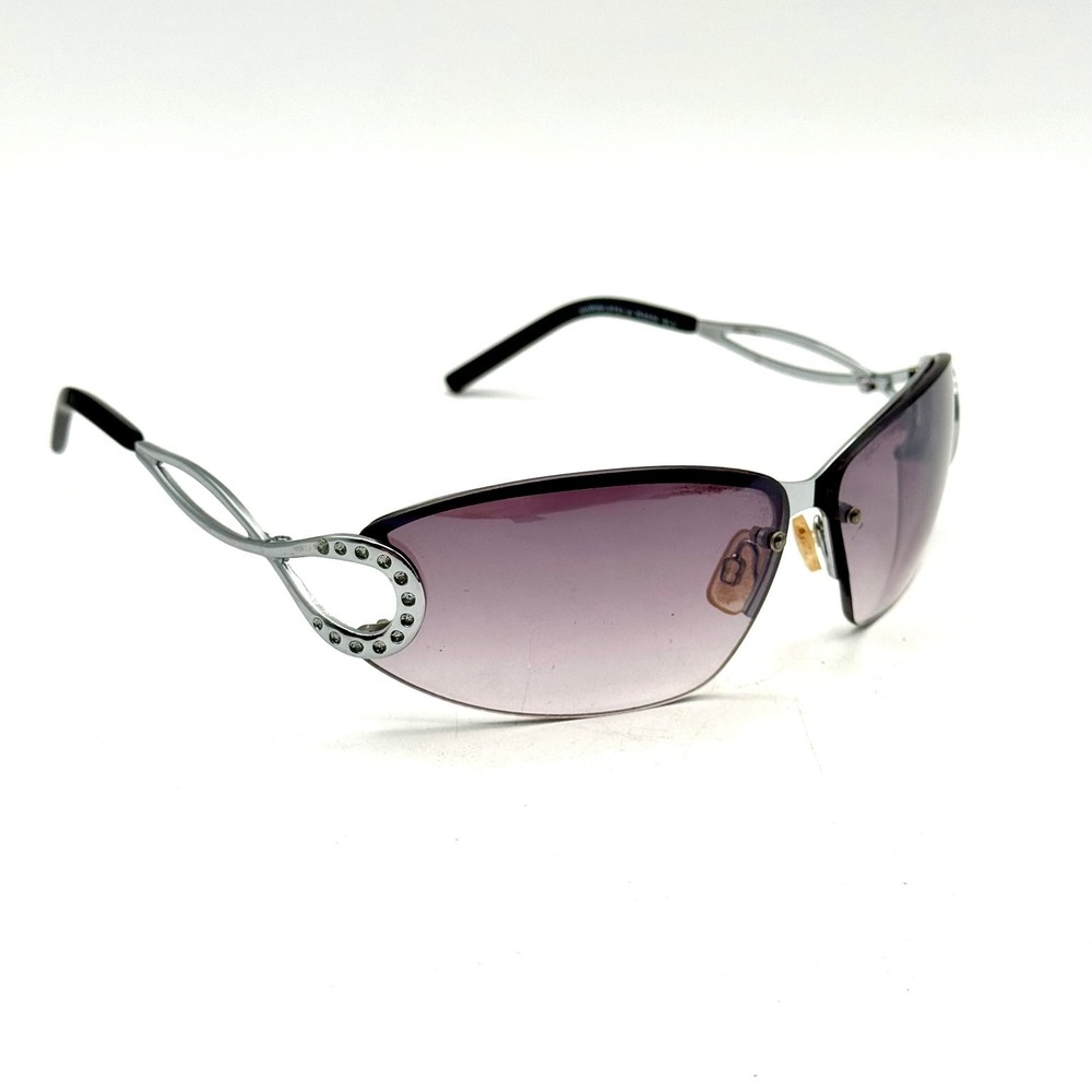 ROCAWEAR Sunglasses Women's Silver Purple Gradient Rhinestone Accent Rimless